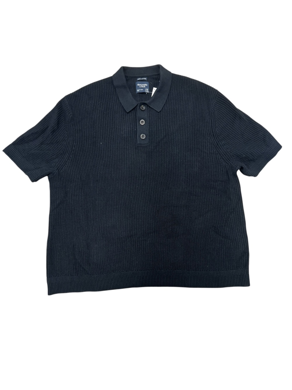 Abercrombie & Fitch Black Textured Short Sleeve Polo size XXL Talk